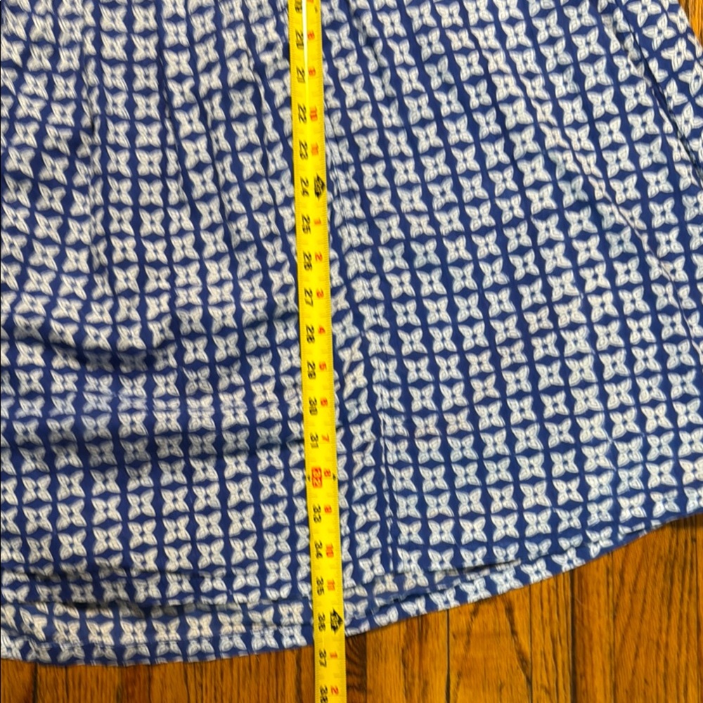ZEN‎ ETHIC Women's Pistil V Neck A Line Blue White Block Print Patterned Dress L - Picture 9 of 16